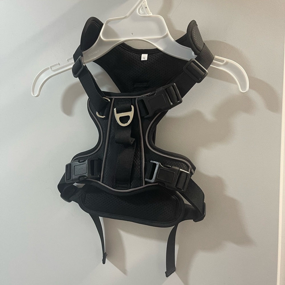 Black Dog Harness with Adjustable Straps